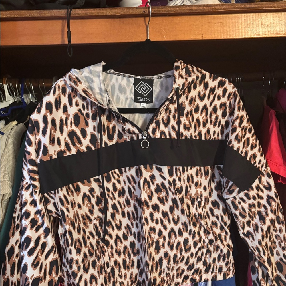 ZELOS Women's Leopard Print Bomber Jacket